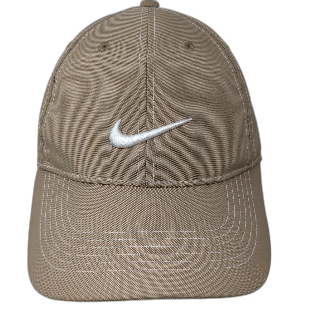 Nike Baseball Cap Brown One Size Contrast Stitch White Swoosh Golf Strapback hat